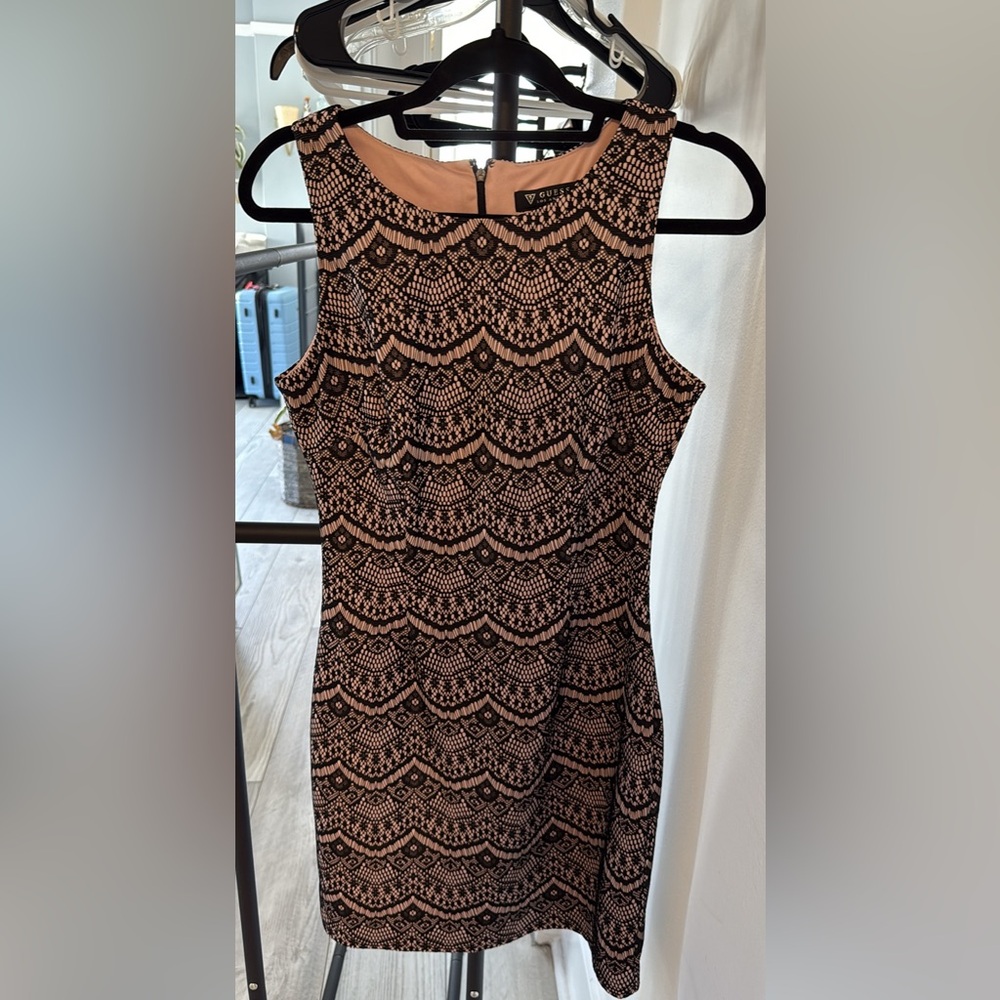Guess Black and Pink Lace Dress